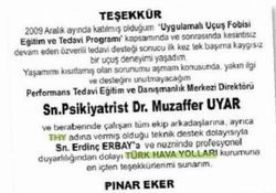 THY YE TEŞEKKÜR ETTİ